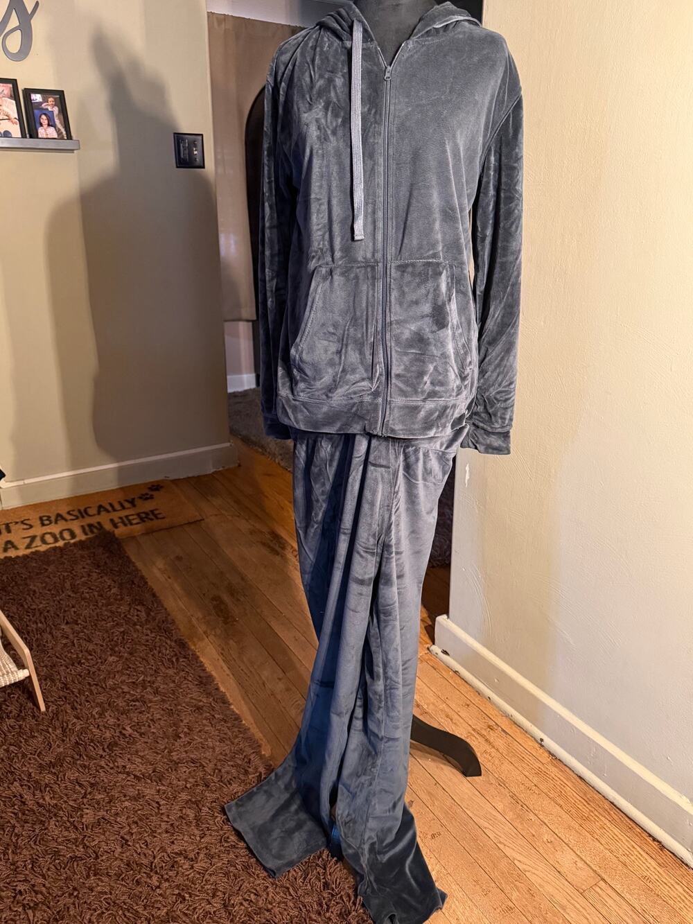 Danskin Now 2 Piece Velour Tracksuit Gray Size Small